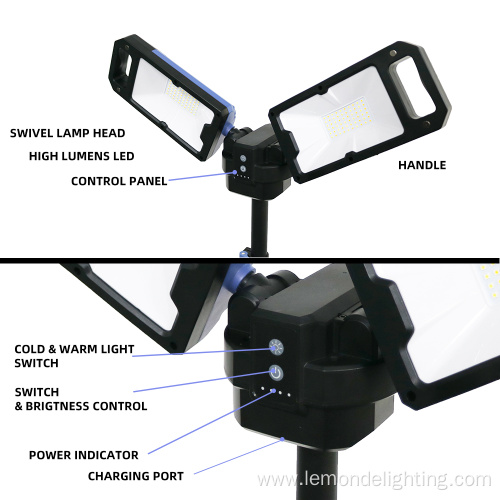 Rechargeable Twin Head COB LED Tripod Working Light